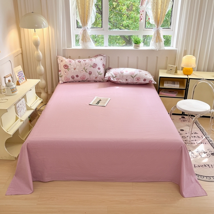 91家纺网 家纺一手货源 找家纺 大吉 2025新款100全棉纯棉喷气小清新被套四件套纯棉三件套床笠四件套单被套单枕套 幸福时光