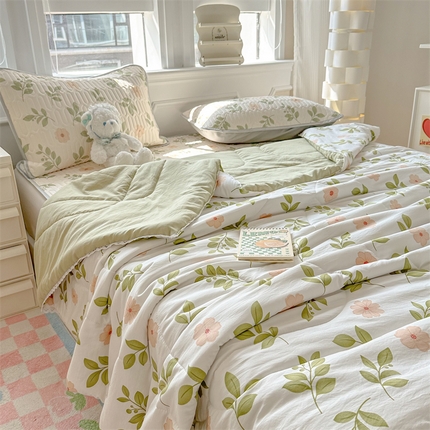 91家纺网 家纺一手货源 找家纺 （总）慕尚家纺  2025春夏新款乳胶凉席水洗棉夏被夏凉被空调被三件套四件套