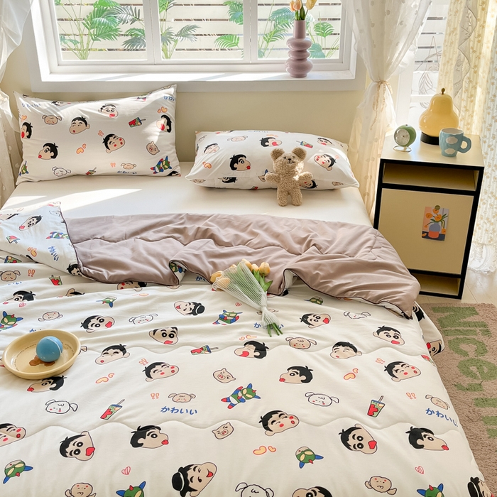 91家纺网 家纺一手货源 找家纺 贝扬思家纺 2025新款水洗皱皱纱系列夏被-系列二 趣味小新