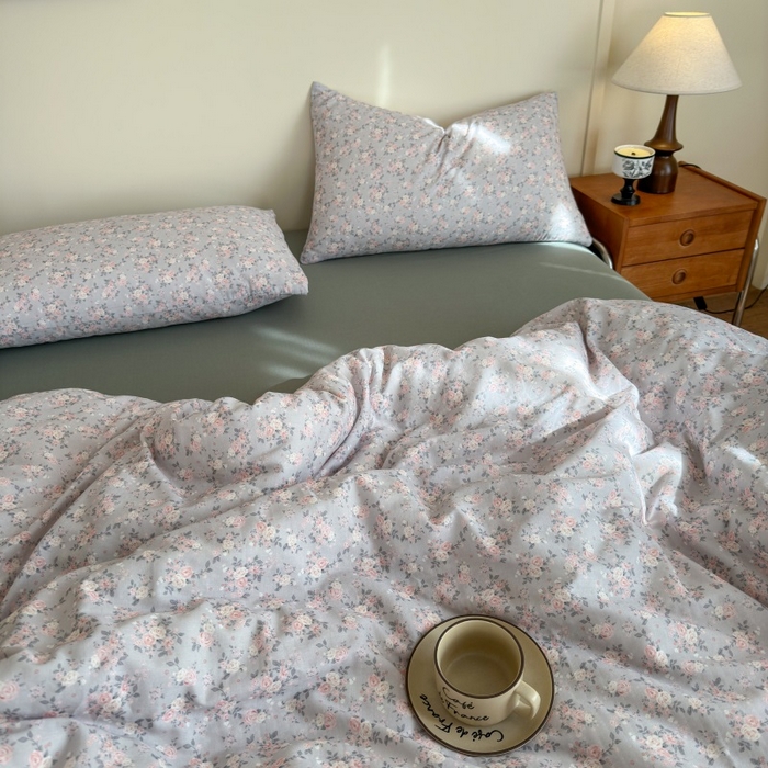 91家纺网 家纺一手货源 找家纺 曲之慕2025新款A类母婴级有氧全棉纯棉双层纱印花四件套 莉雅-绿