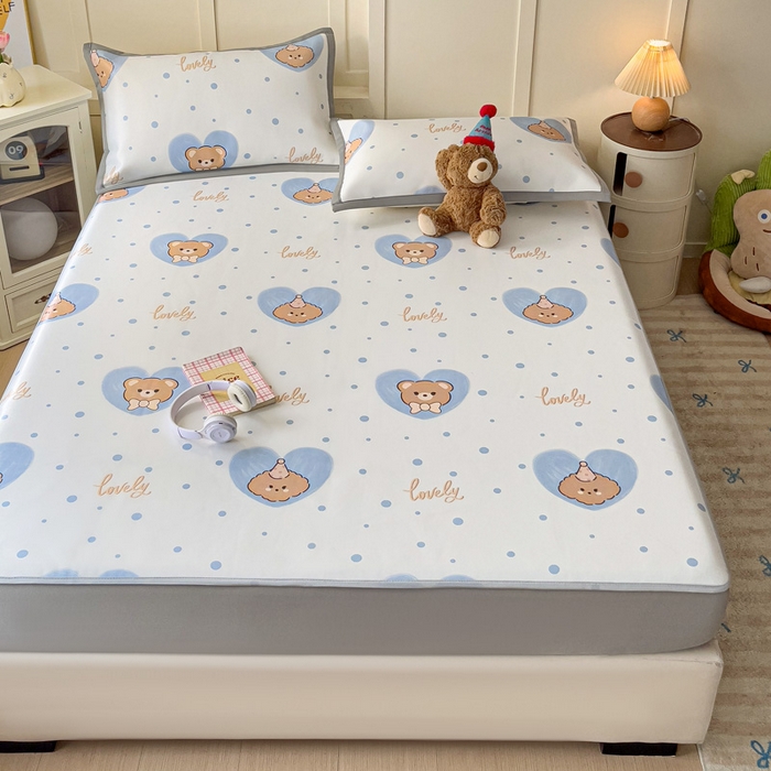 91家纺网 家纺一手货源 找家纺 （总）富馨莱 2025新款床笠款冰藤印花凉席A类抗菌冰丝席支持定制尺寸