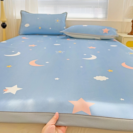 富馨莱 2025新款平铺款冰藤印花凉席A类抗菌冰丝席支持定制尺寸 星空