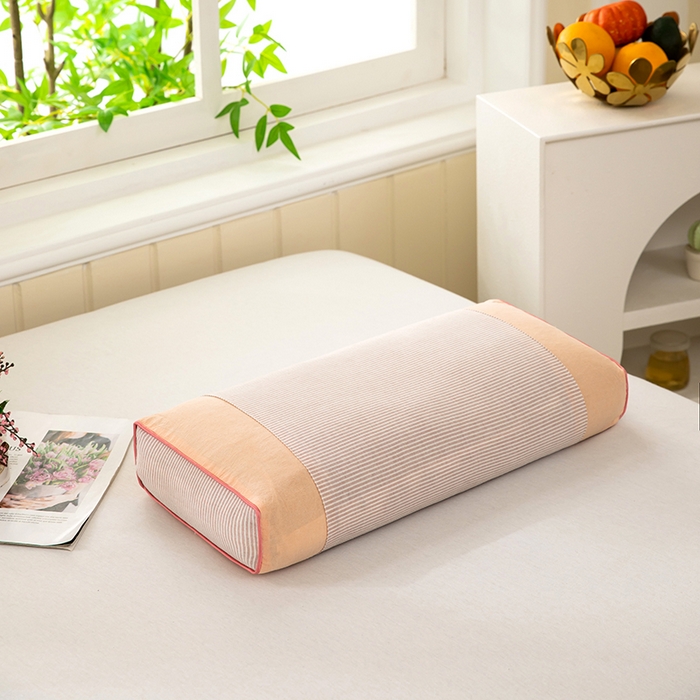 91家纺网 家纺一手货源 找家纺 九州枕芯2025新款水洗棉条纹荞麦枕枕头枕芯 粉色20x50x8cm/对