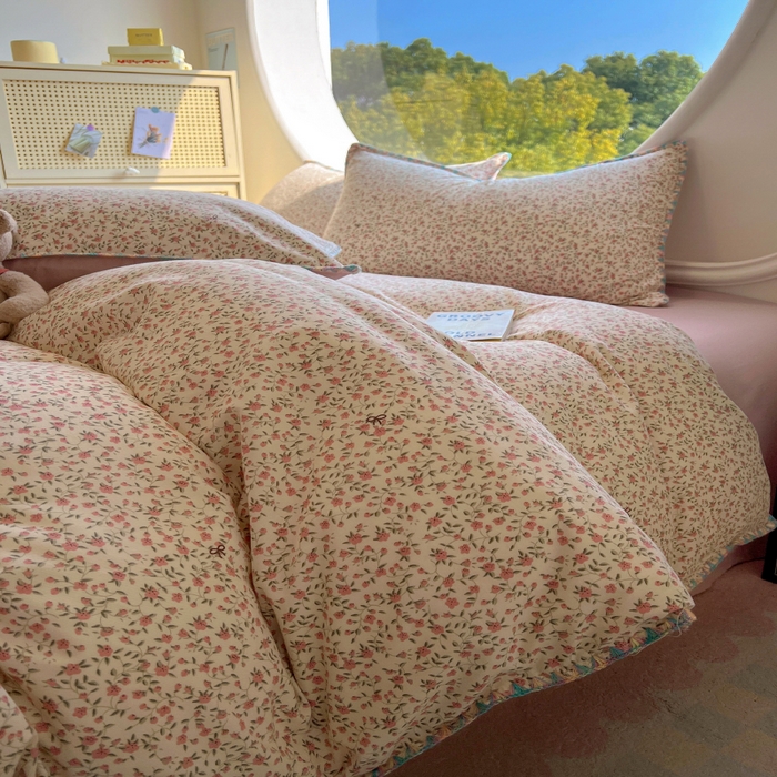 91家纺网 家纺一手货源 找家纺 葡萄家 2025爆款高克重彩色三角针A类针织双层纱四件套 提供买家秀 小森屿