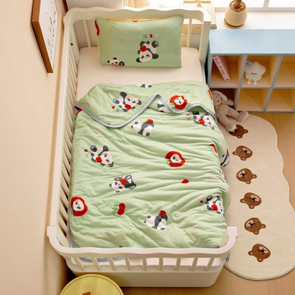 鱼宝 2025新款A类时尚印花儿童针织棉夏被 苹果熊猫