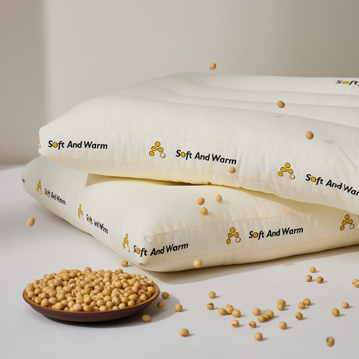 91家纺网 家纺一手货源 找家纺 昕科 2025新款全棉A类大豆纤维立体安睡枕头-高中低款-纯棉大豆纤维枕芯 大豆立体安睡-低枕