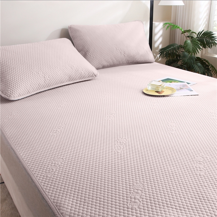 91家纺网 家纺一手货源 找家纺 2025新款3D凉豆豆凉感席子圆角床席款凉席三件套 凉豆豆-粉玉