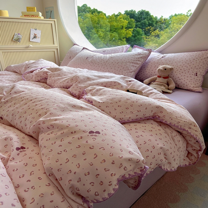 91家纺网 家纺一手货源 找家纺 葡萄家 2025爆款高克重彩色三角针A类针织双层纱四件套 提供买家秀 幸绘紫