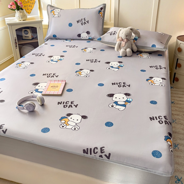 91家纺网 家纺一手货源 找家纺 富馨莱 2025新款床笠款冰藤印花凉席A类抗菌冰丝席支持定制尺寸 乖乖狗