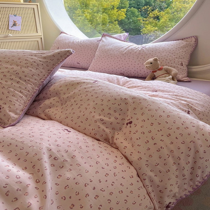 91家纺网 家纺一手货源 找家纺 葡萄家 2025爆款高克重彩色三角针A类针织双层纱四件套 提供买家秀 幸绘紫