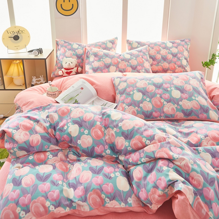 91家纺网 家纺一手货源 找家纺 黛妮雅 2025新款AB版全棉印花单被套床单枕套 花香丽影