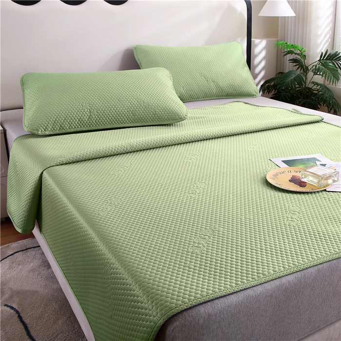 91家纺网 家纺一手货源 找家纺 2025新款3D凉豆豆凉感席子圆角床席款凉席三件套 凉豆豆-抹茶绿