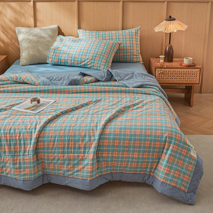 91家纺网 家纺一手货源 找家纺 伊人坊 A类水洗棉新疆棉花夏被 贝拉绿