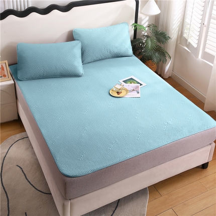 2025新款3D凉豆豆凉感席子圆角床席款凉席三件套 凉豆豆-天蓝