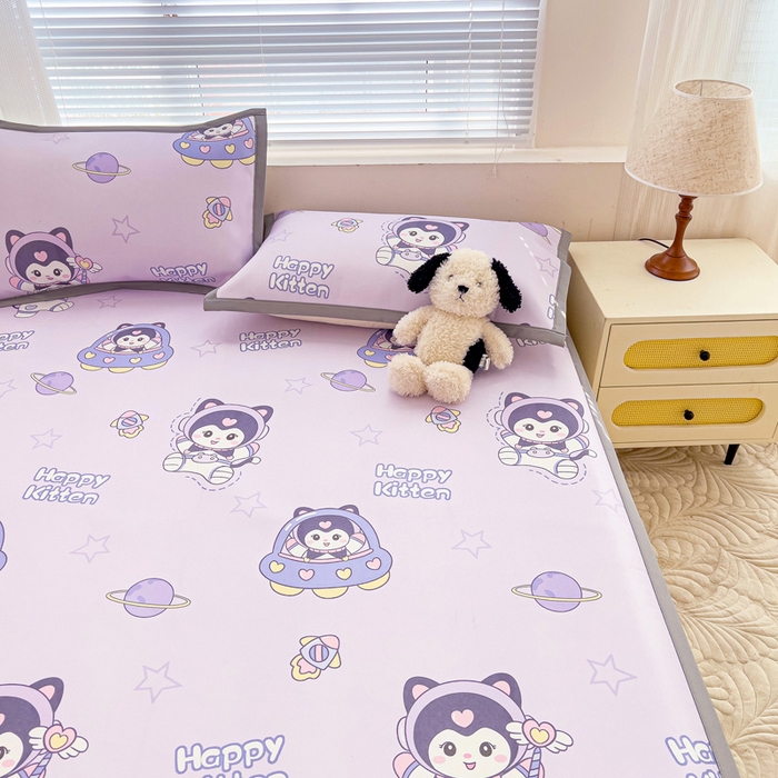 91家纺网 家纺一手货源 找家纺 富馨莱 2025新款平铺款冰藤印花凉席A类抗菌冰丝席支持定制尺寸 淘气喵