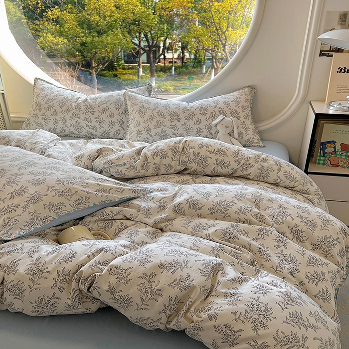 91家纺网 家纺一手货源 找家纺 （总）葡萄家 2025直播爆款高克重彩色三角针A类针织双层纱四件套 提供买家秀