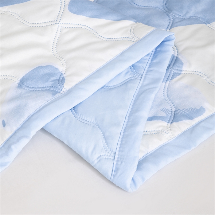 91家纺网 家纺一手货源 找家纺 梵心家纺 2025新款直播热款印花夏凉被空调被被子被芯水洗棉夏被 爱心蓝