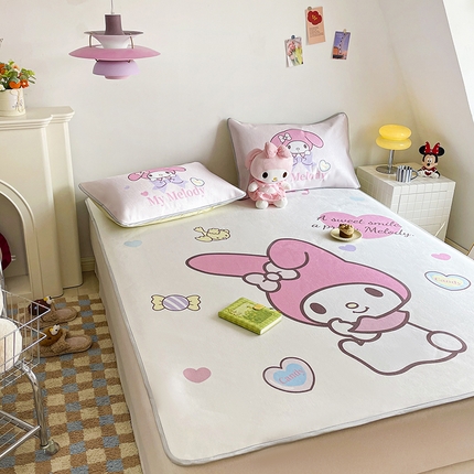 米帛家纺 2025新款 A类大版三丽鸥冰藤席-床笠款 糖果美乐蒂