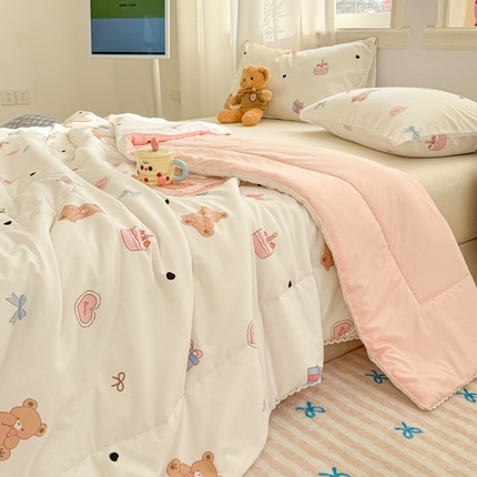 91家纺网 家纺一手货源 找家纺 （总）慕尚家纺 2025新款水洗棉花边工艺羽丝棉卡通系列夏被