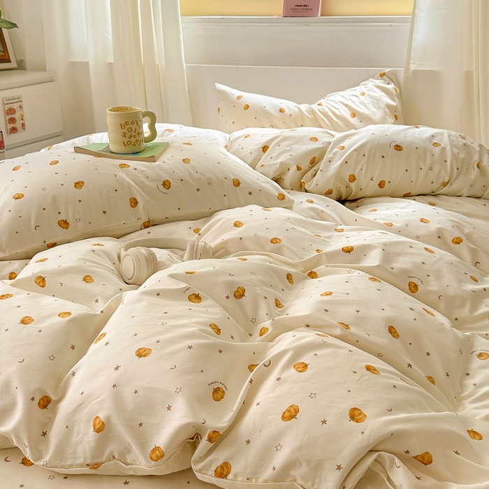 91家纺网 家纺一手货源 找家纺 田野2025新款13372全A全棉四件套 小南瓜