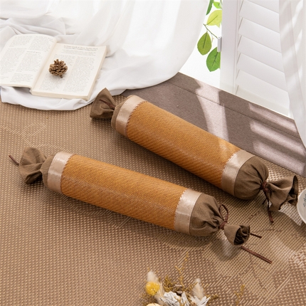 （总）仁宇枕业 2025新款新品 天然蔺草凉席糖果枕头荞麦护颈椎圆形枕头枕芯