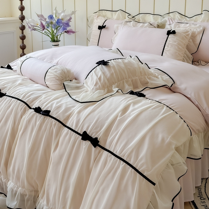 91家纺网 家纺一手货源 找家纺 狂想家（床边故事）2025赛琳法式高定四件套 赛琳茶花粉