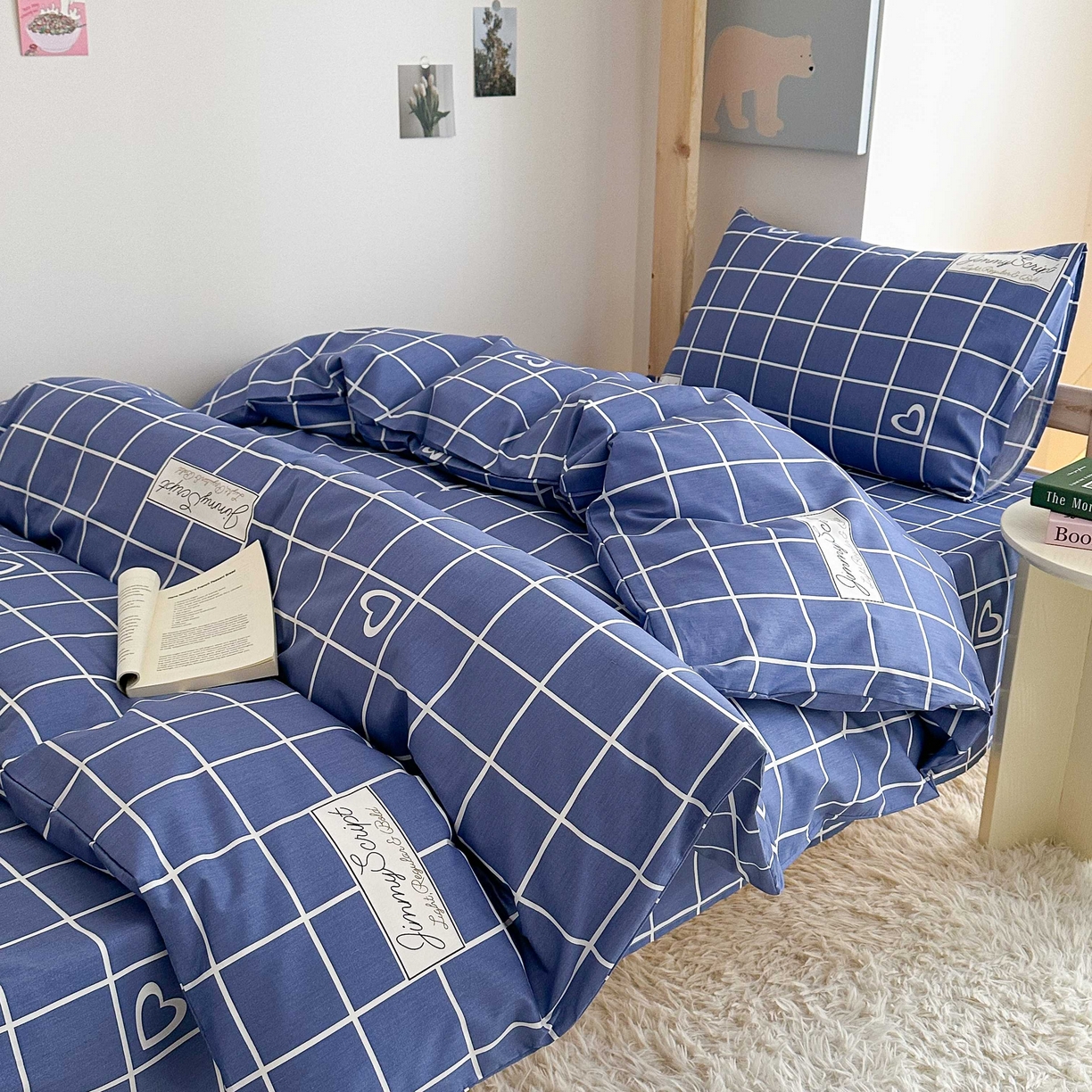 91家纺网 家纺一手货源 找家纺 拔萃 2025新款全棉纯棉足标13372印花学生上下铺套件纯棉宿舍三件套六件套 米格兰