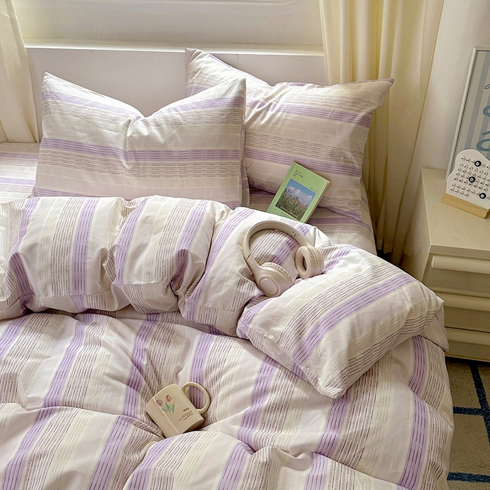 91家纺网 家纺一手货源 找家纺 田野2025新款13372全A全棉四件套 紫椰千层