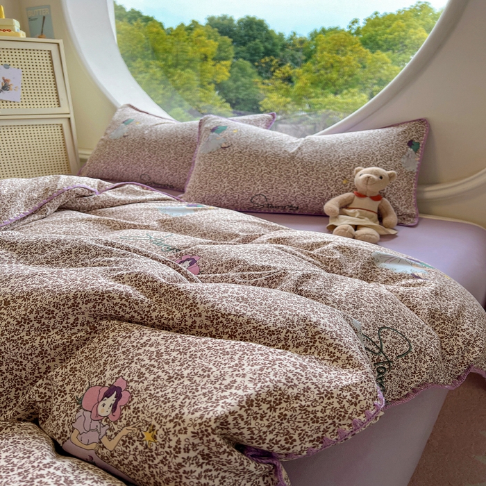 91家纺网 家纺一手货源 找家纺 葡萄家 2025爆款高克重彩色三角针A类针织双层纱四件套 提供买家秀 安娜小姐