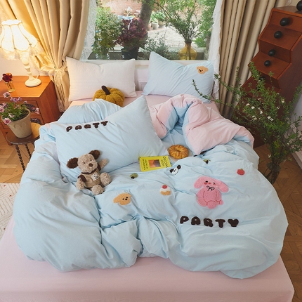 91家纺网 家纺一手货源 找家纺 （总）鑫喜莱家纺 2025新款水洗棉毛巾绣四件套场景二【全系图有买家秀文件】