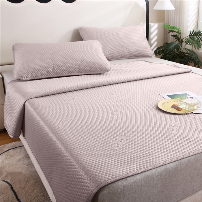 91家纺网 家纺一手货源 找家纺 2025新款3D凉豆豆凉感席子圆角床席款凉席三件套 凉豆豆-粉玉