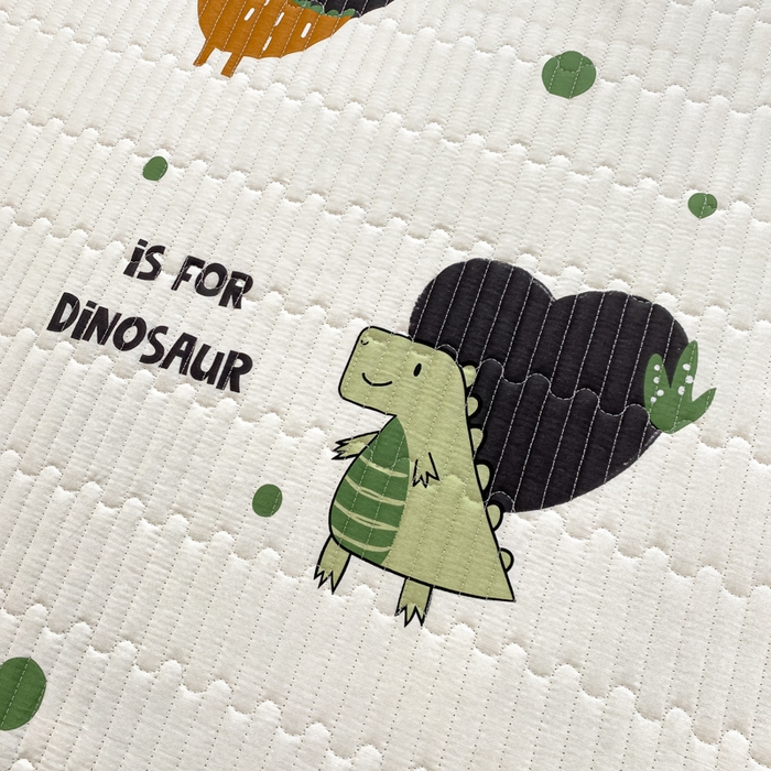 91家纺网 家纺一手货源 找家纺 顺顺家纺 2025新款全棉卡通夹棉床盖 Q版恐龙