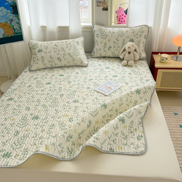 91家纺网 家纺一手货源 找家纺 慕尚家纺  2025春夏新款乳胶凉席水洗棉夏被夏凉被空调被三件套四件套 风信子