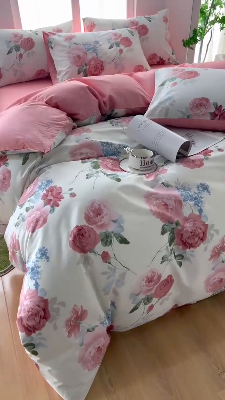 91家纺网 家纺一手货源 找家纺 黛妮雅 2025新款AB版全棉印花单被套床单枕套 锦上添花