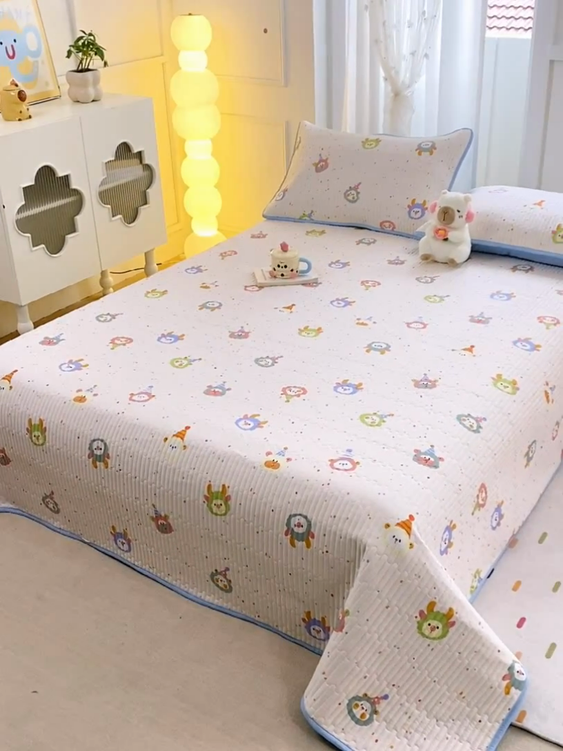 91家纺网 家纺一手货源 找家纺 顺顺家纺 2025新款全棉卡通夹棉床盖 小可爱