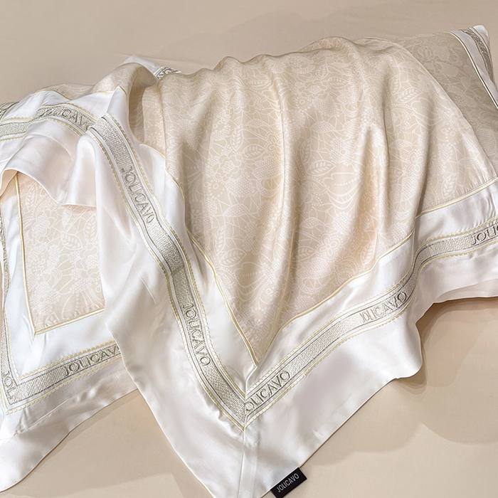 91家纺网 家纺一手货源 找家纺 高端轻奢A类母婴级兰精天丝全工艺刺绣四件套高端真丝夏季丝滑裸睡床上用品  维曼-香颂黄