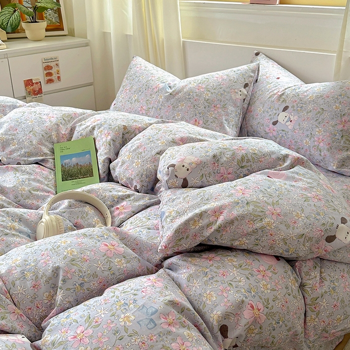 91家纺网 家纺一手货源 找家纺 田野2025新款13372全A全棉四件套 屋顶花园