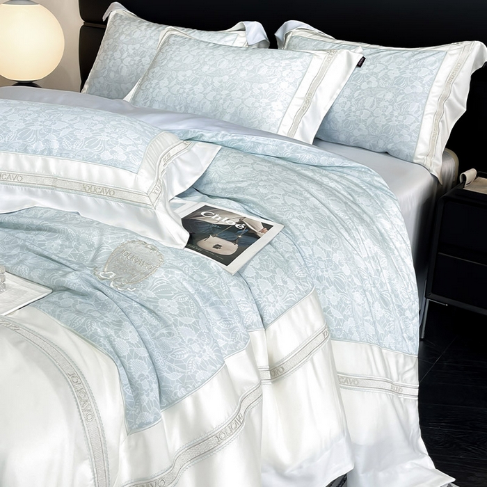 91家纺网 家纺一手货源 找家纺 高端轻奢A类母婴级兰精天丝全工艺刺绣四件套高端真丝夏季丝滑裸睡床上用品  维曼-香颂绿