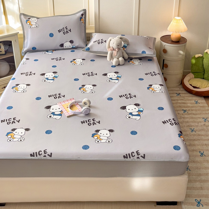 91家纺网 家纺一手货源 找家纺 富馨莱 2025新款床笠款冰藤印花凉席A类抗菌冰丝席支持定制尺寸 乖乖狗