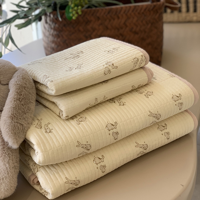 91家纺网 家纺一手货源 找家纺 汇庭 2025新款全棉床盖三件套-实拍 跳跳兔