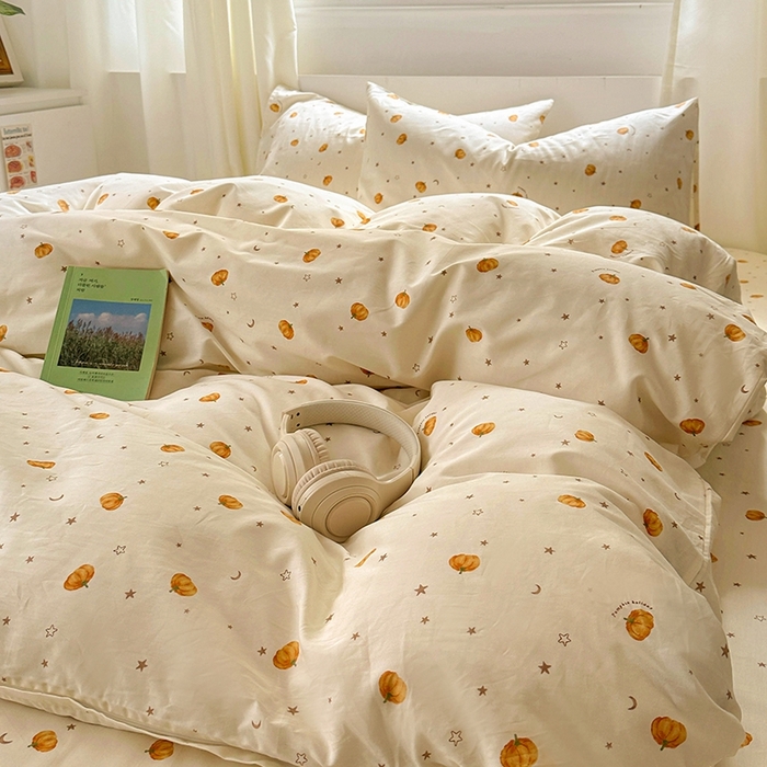 91家纺网 家纺一手货源 找家纺 田野2025新款13372全A全棉四件套 小南瓜