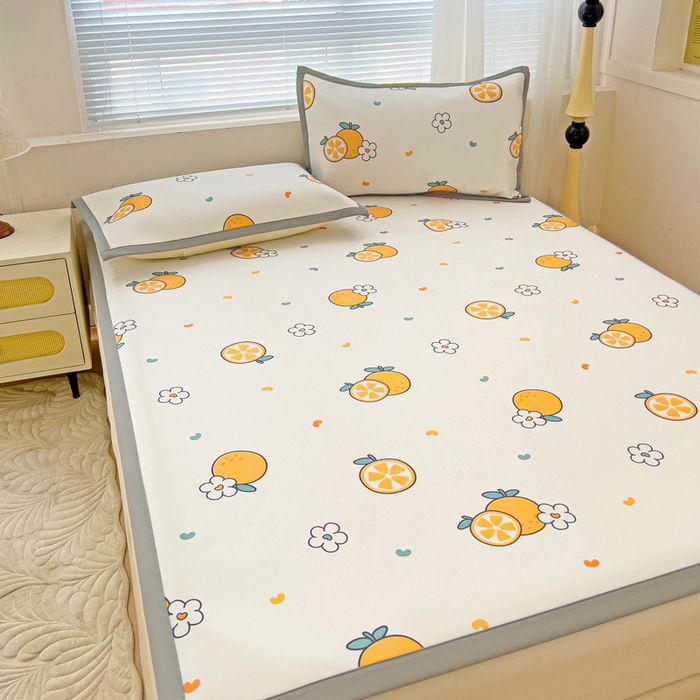 91家纺网 家纺一手货源 找家纺 富馨莱 2025新款平铺款冰藤印花凉席A类抗菌冰丝席支持定制尺寸 心想事成