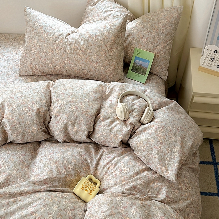 91家纺网 家纺一手货源 找家纺 田野2025新款13372全A全棉四件套 春色