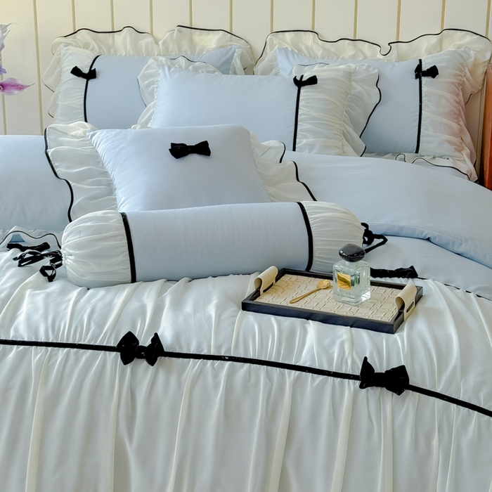 91家纺网 家纺一手货源 找家纺 狂想家（床边故事）2025赛琳法式高定四件套 赛琳晴空兰