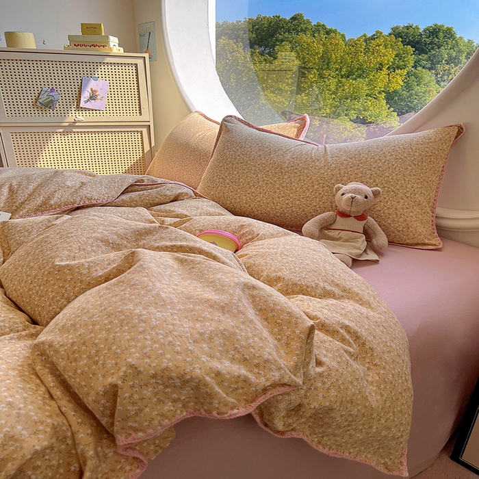 91家纺网 家纺一手货源 找家纺 葡萄家 2025爆款高克重彩色三角针A类针织双层纱四件套 提供买家秀 野忘