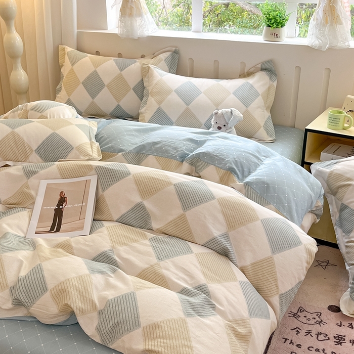 91家纺网 家纺一手货源 找家纺 大吉 2025新款100全棉纯棉喷气小清新被套四件套纯棉三件套床笠四件套单被套单枕套 向往