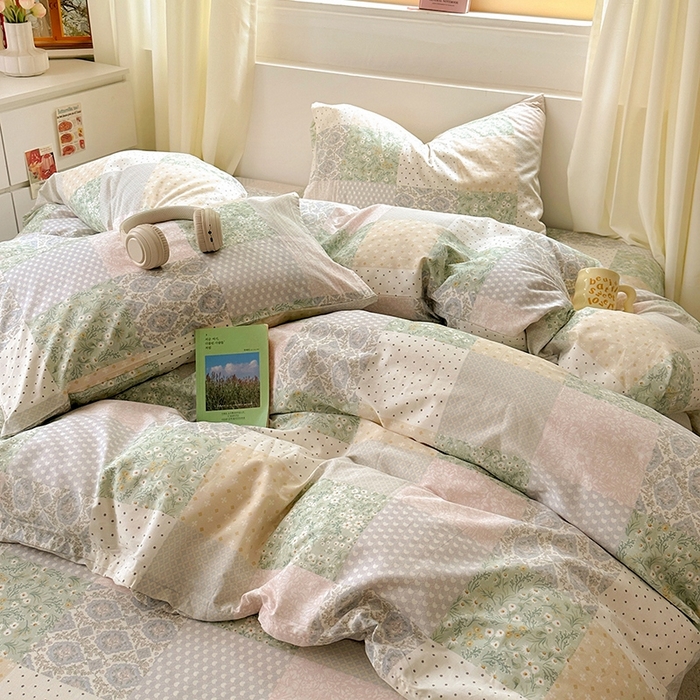 91家纺网 家纺一手货源 找家纺 田野2025新款13372全A全棉四件套 阳光花房