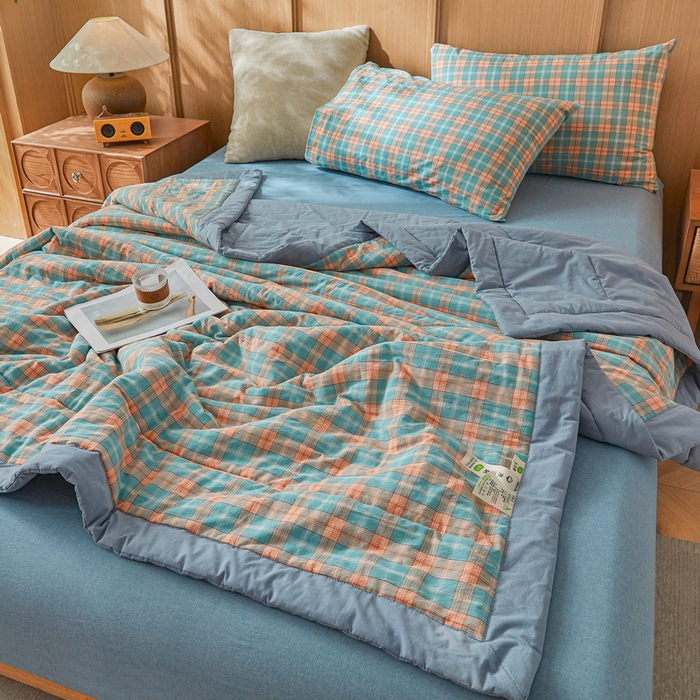 91家纺网 家纺一手货源 找家纺 伊人坊 A类水洗棉新疆棉花夏被 贝拉绿