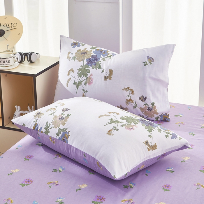 91家纺网 家纺一手货源 找家纺 黛妮雅 2025新款AB版全棉印花单被套床单枕套 陌上花开紫