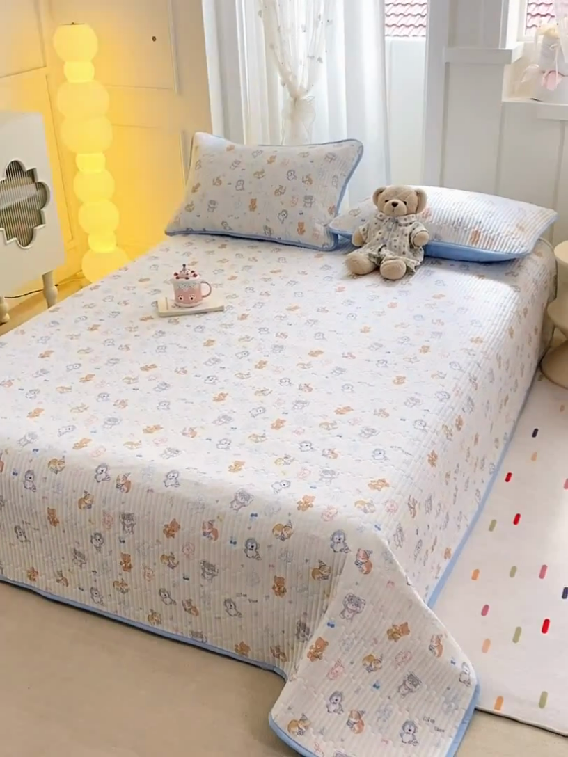 91家纺网 家纺一手货源 找家纺 顺顺家纺 2025新款全棉卡通夹棉床盖 萌宠大会